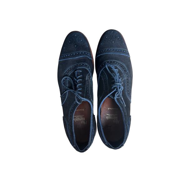 Allen Edmonds Strandmok Cap-Toe Oxfords 10 D Navy Blue Suede Made in USA - Picture 4 of 11